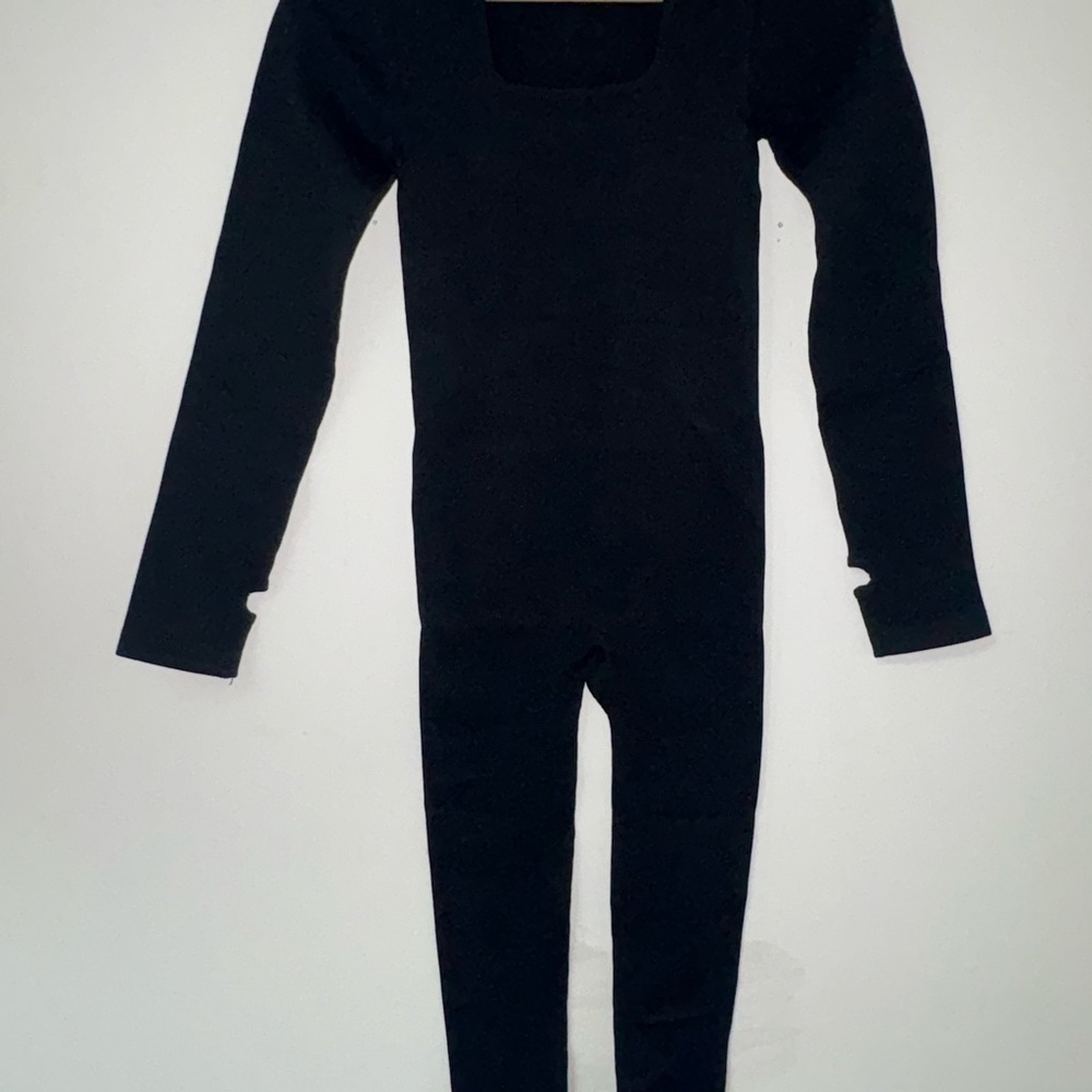 Black Ribbed Jumpsuit